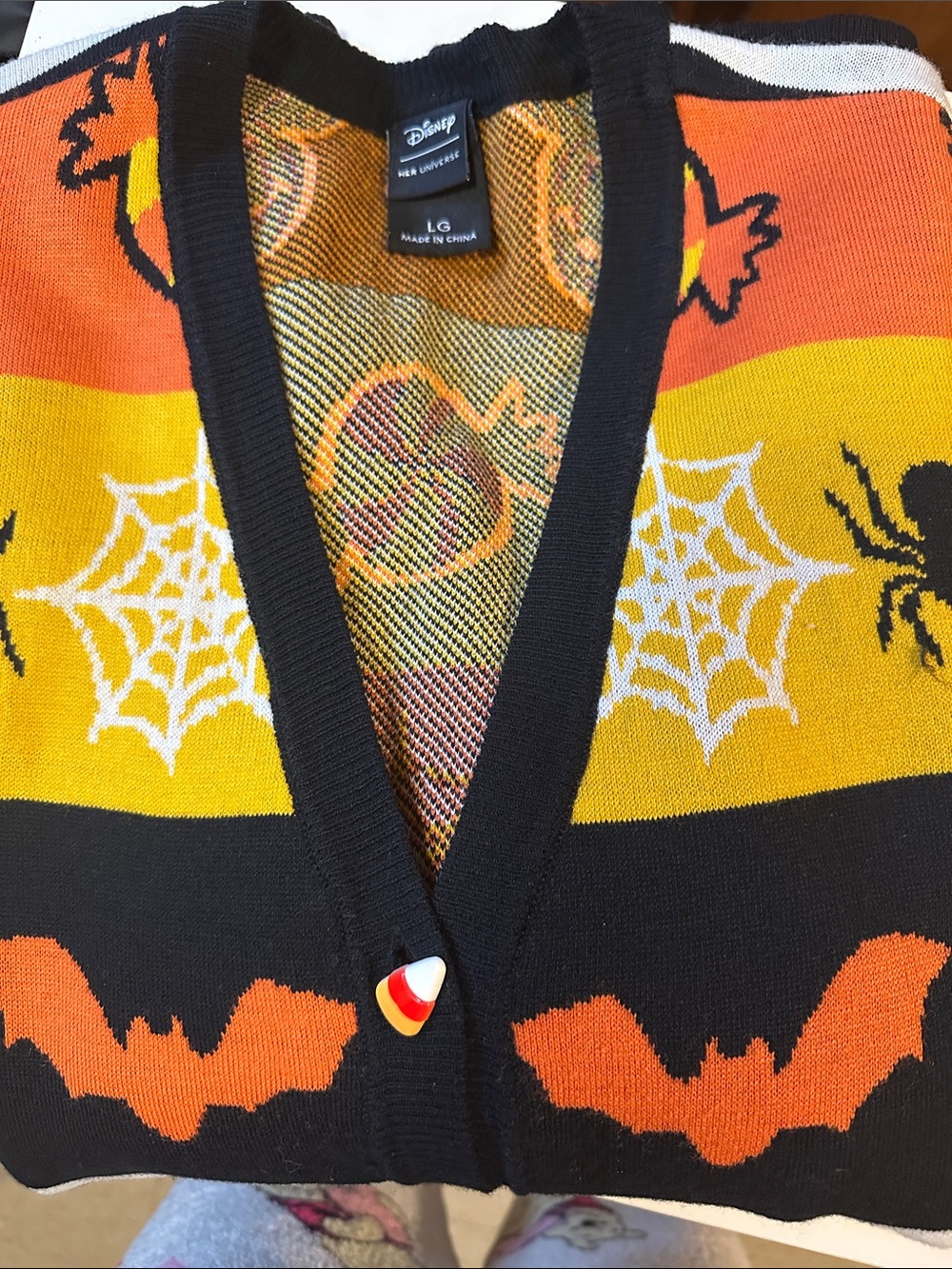 Disney Black, Orange & Yellow Halloween Knit Cardigan